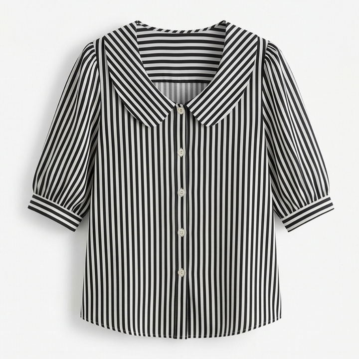 Opaline | Women's Striped Sailor Collar Blouse - Striped - Image 12