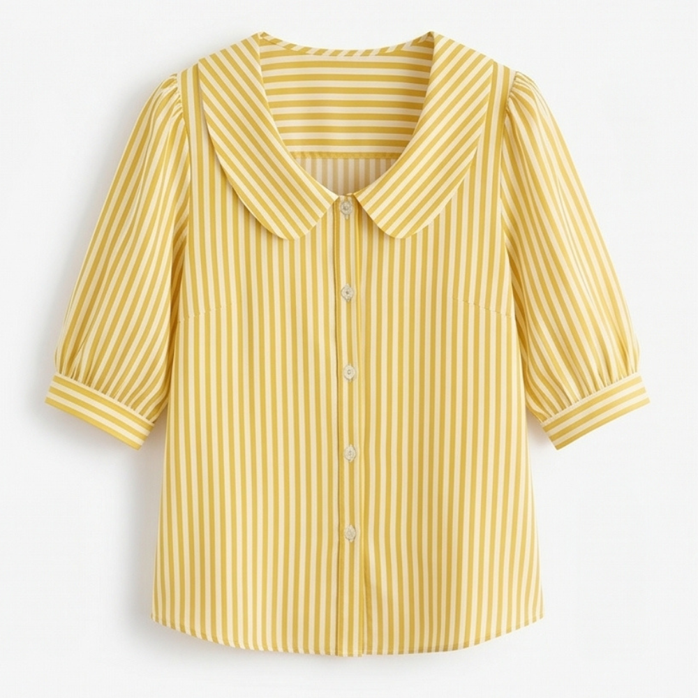 Opaline | Women's Striped Sailor Collar Blouse - Striped - Image 13