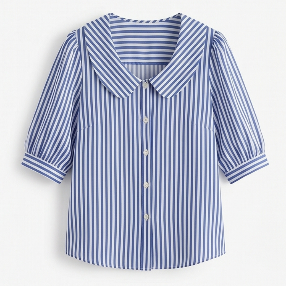 Opaline | Women's Striped Sailor Collar Blouse - Striped - Image 14