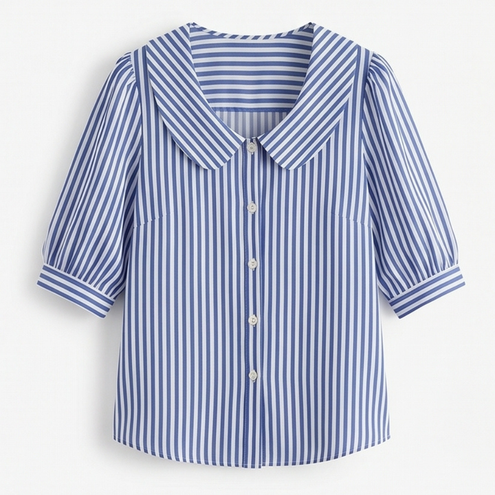 Opaline | Women's Striped Sailor Collar Blouse - Striped - Image 14