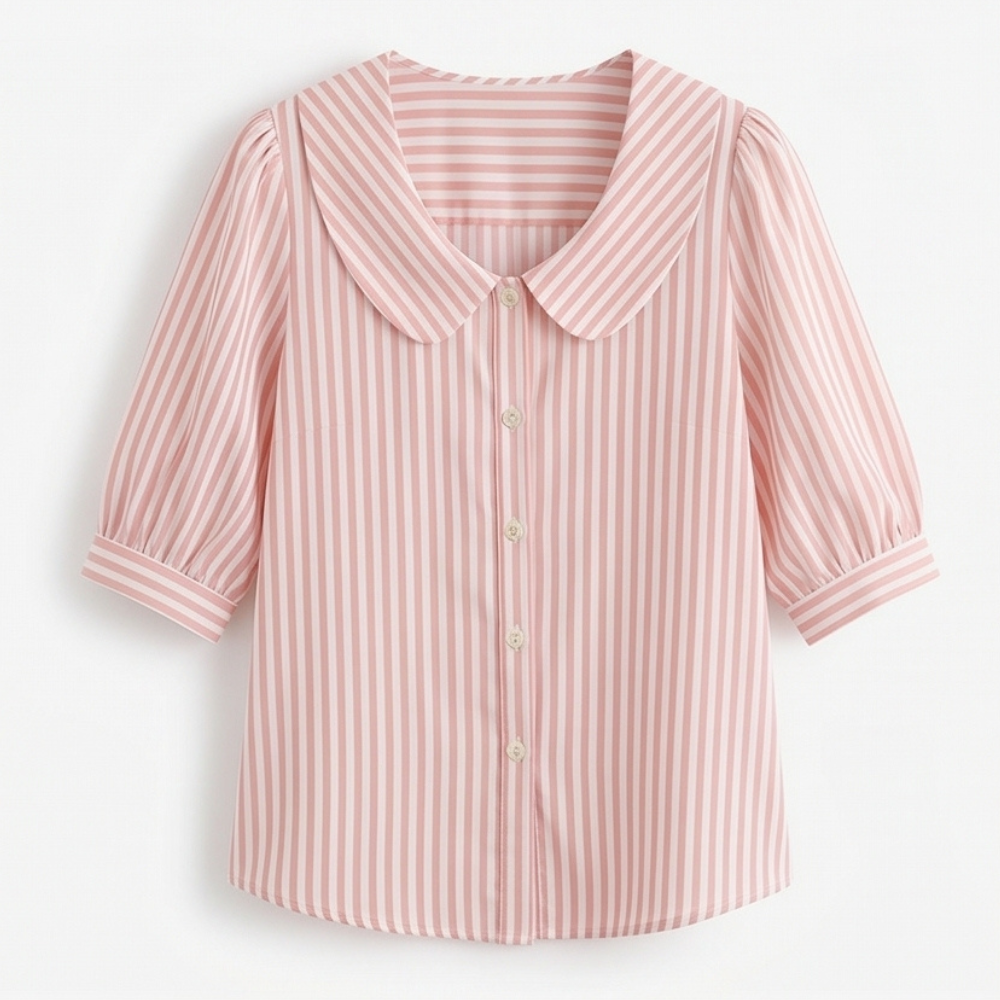 Opaline | Women's Striped Sailor Collar Blouse - Striped - Image 15