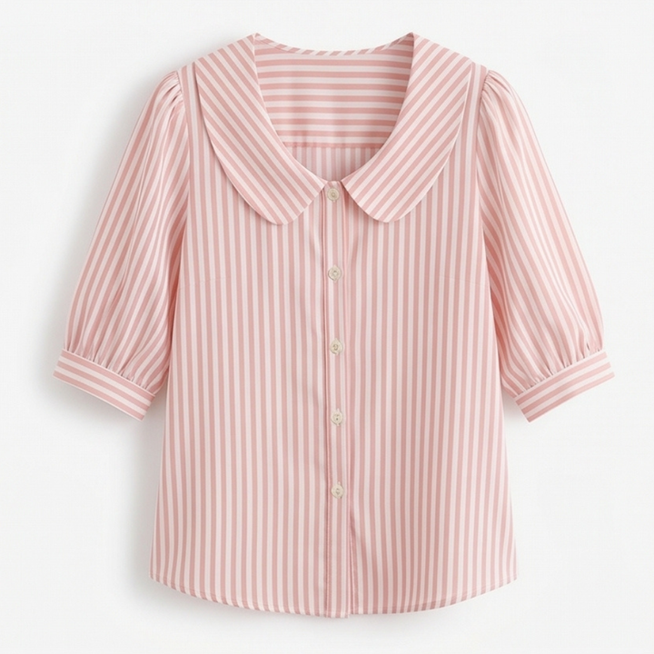 Opaline | Women's Striped Sailor Collar Blouse - Striped - Image 15