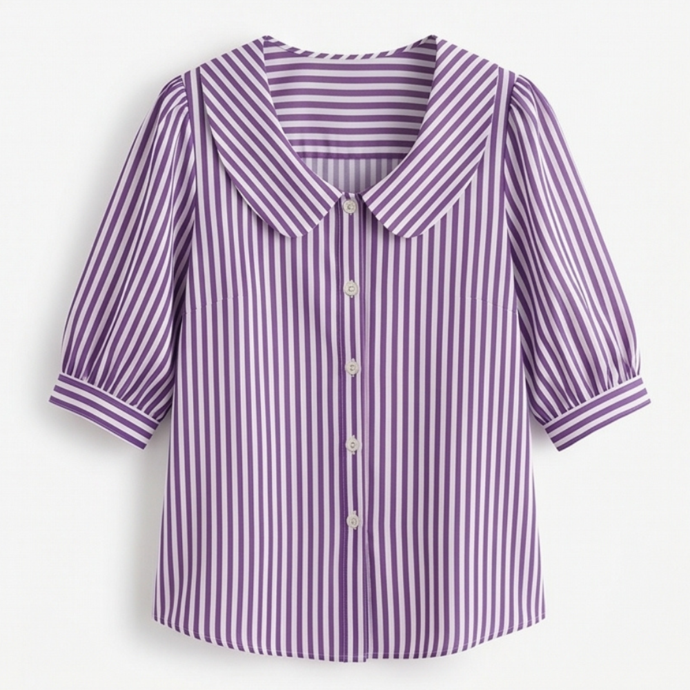 Opaline | Women's Striped Sailor Collar Blouse - Striped - Image 16