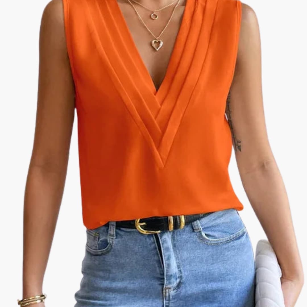 Ophelia | Women's Sleeveless Round Neck Top - White - Image 4
