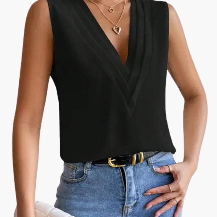 Ophelia | Women's Sleeveless Round Neck Top - White - Image 5