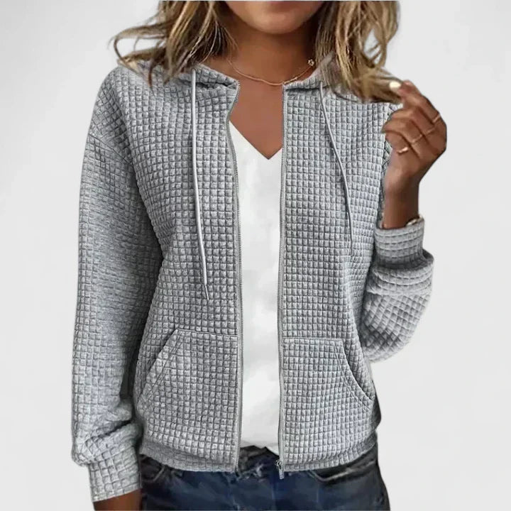 Ophira | Women's Quilted Zip Front Jacket - Black - Image 4