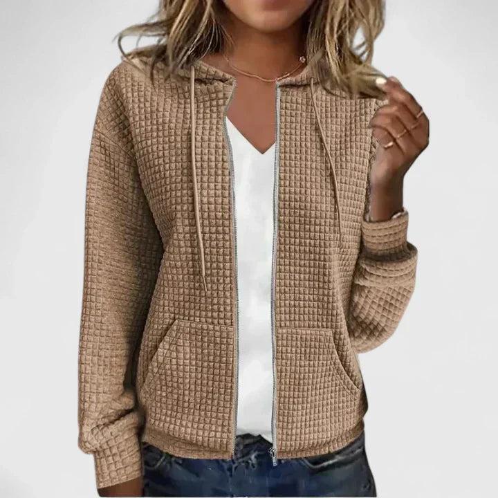 Ophira | Women's Quilted Zip Front Jacket - Black - Image 5