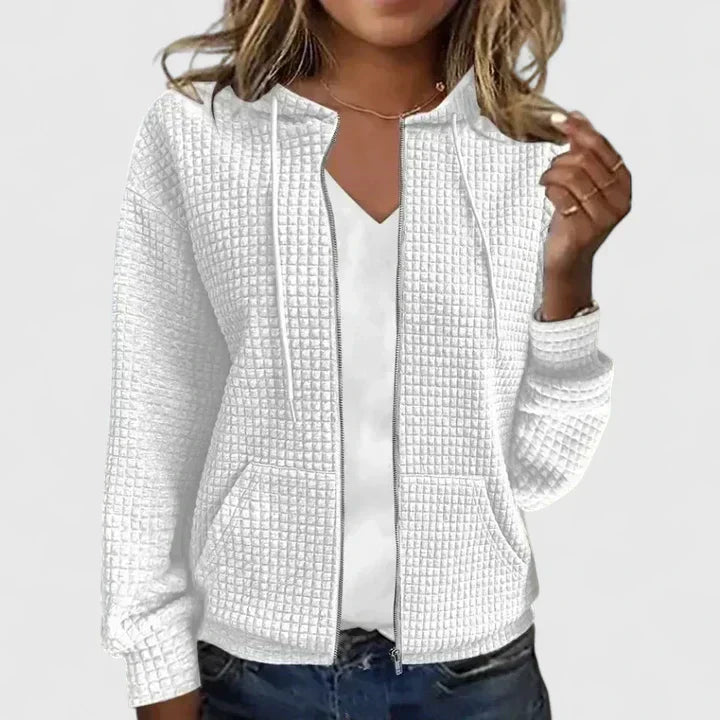 Ophira | Women's Quilted Zip Front Jacket - Black - Image 6