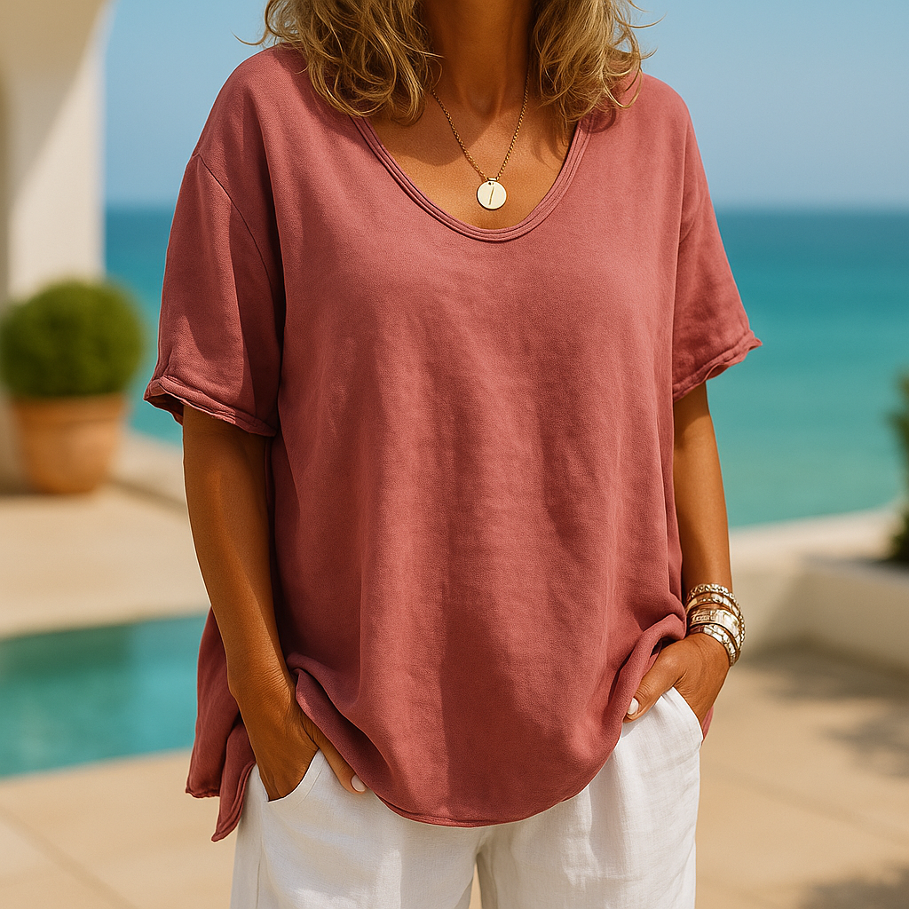 Orinda | Women's Relaxed Fit Short Sleeve Casual Top - Dark Grey - Image 2