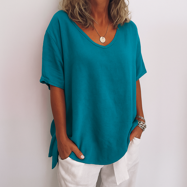 Orinda | Women's Relaxed Fit Short Sleeve Casual Top - Dark Grey - Image 3