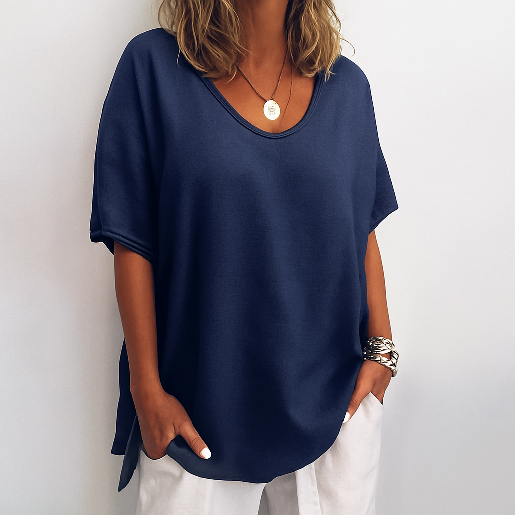 Orinda | Women's Relaxed Fit Short Sleeve Casual Top - Dark Grey - Image 4