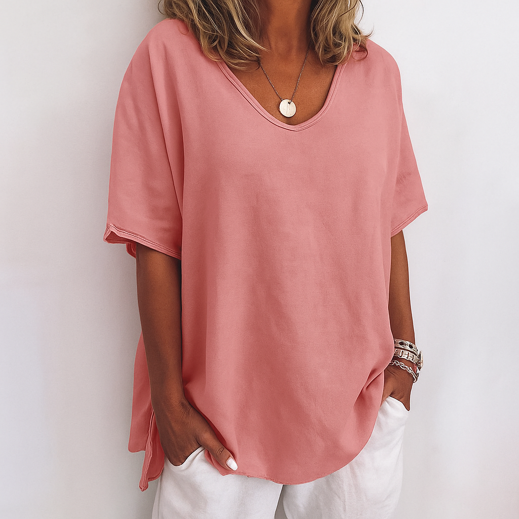 Orinda | Women's Relaxed Fit Short Sleeve Casual Top - Dark Grey - Image 6