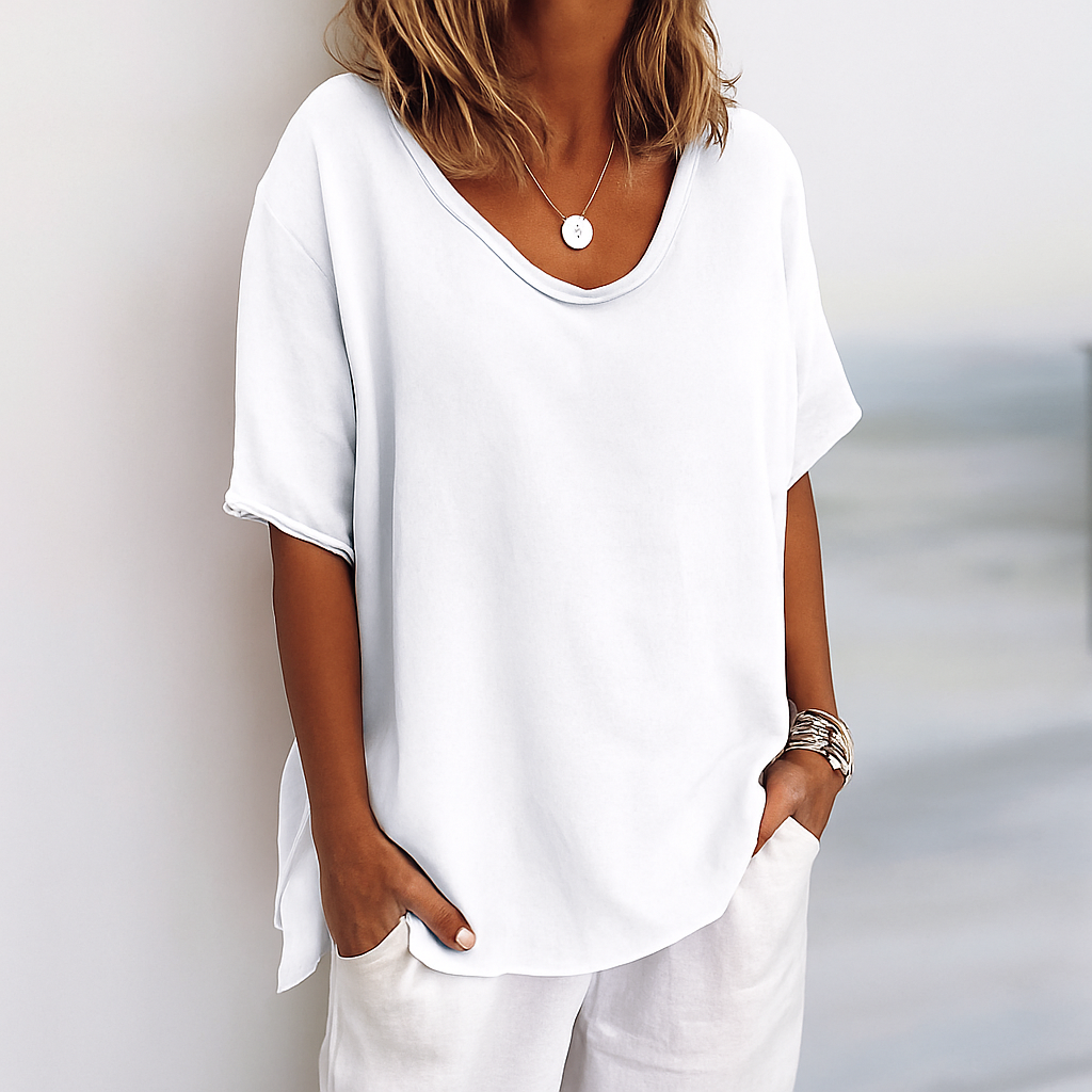 Orinda | Women's Relaxed Fit Short Sleeve Casual Top - Dark Grey - Image 7