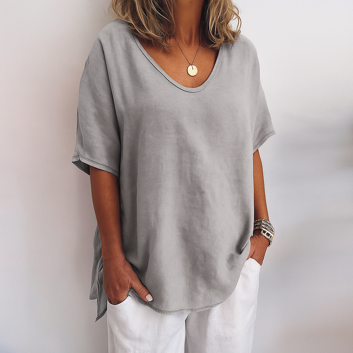 Orinda | Women's Relaxed Fit Short Sleeve Casual Top - Dark Grey - Image 8