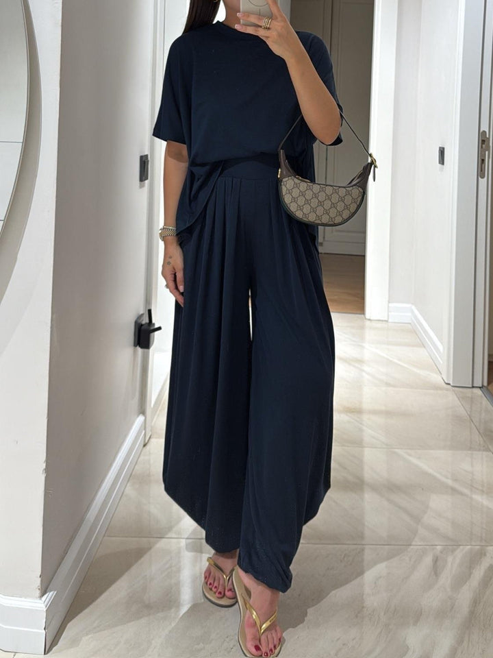 Orinda | Women's Wide-Leg Pants Co-ord Set - Light Grey - Image 2