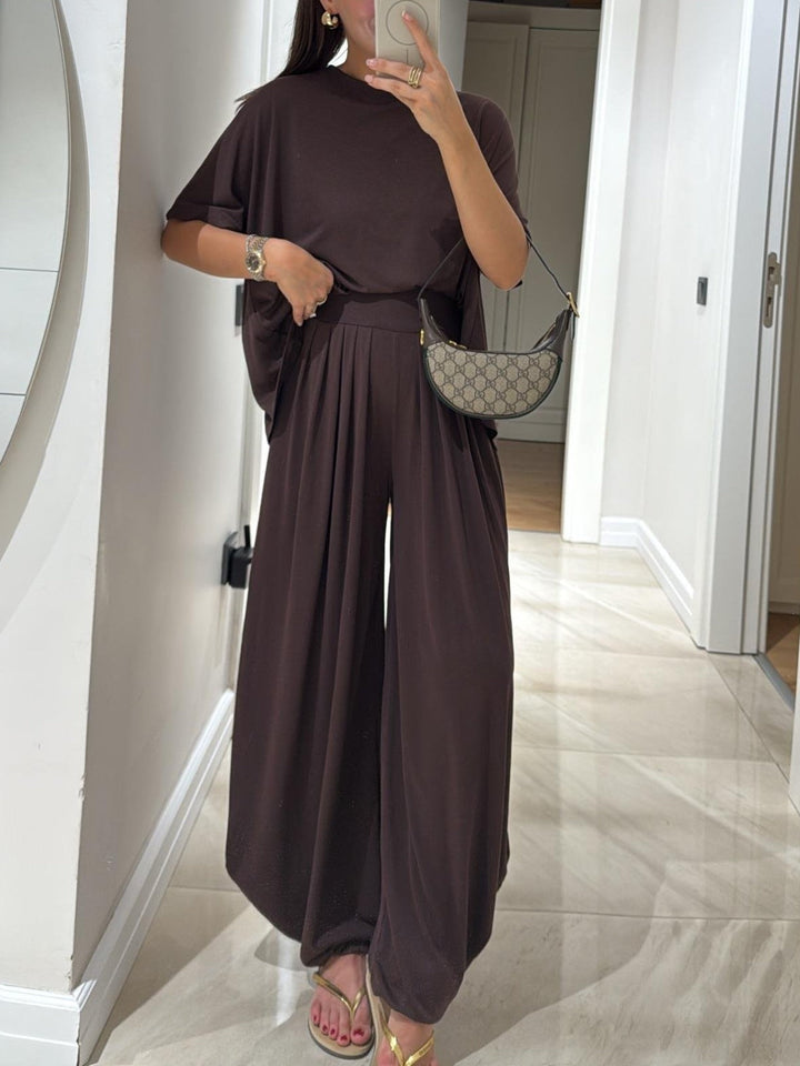 Orinda | Women's Wide-Leg Pants Co-ord Set - Light Grey - Image 3