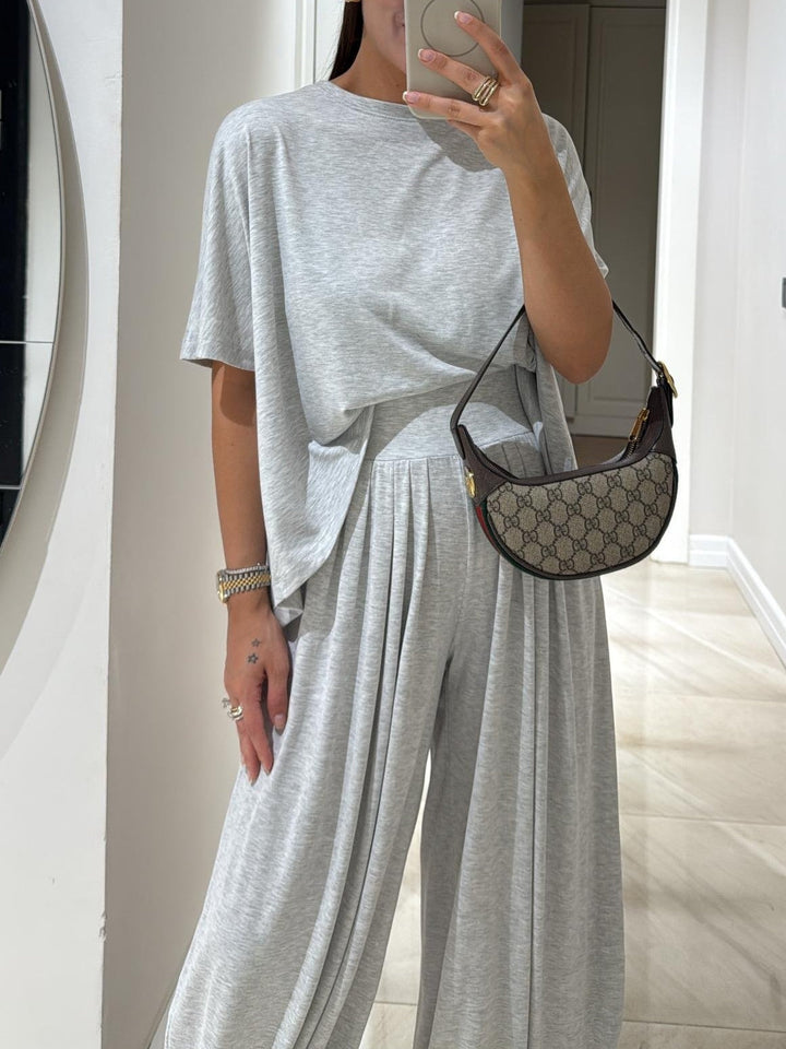 Orinda | Women's Wide-Leg Pants Co-ord Set - Light Grey - Image 6