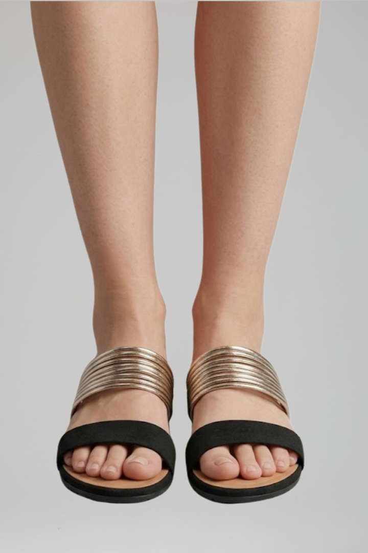Orindave | Women's Flat Slide Sandals Strap - Black - Image 1