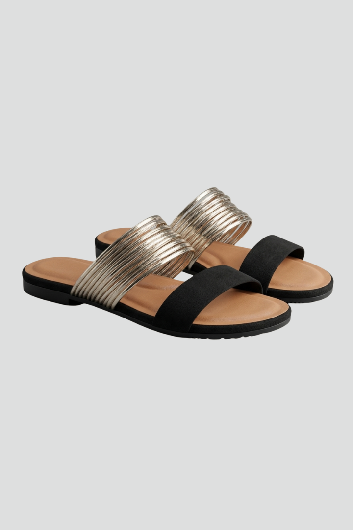 Orindave | Women's Flat Slide Sandals Strap - Black - Image 2