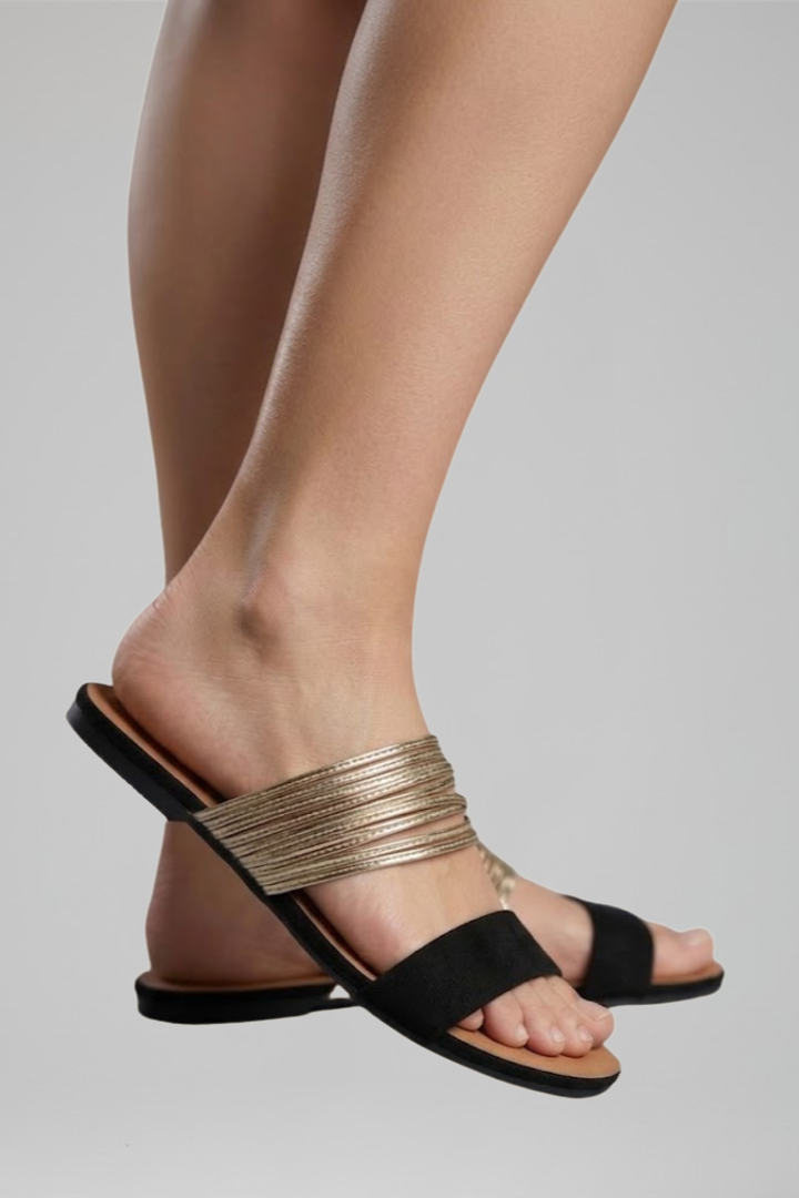 Orindave | Women's Flat Slide Sandals Strap - Black - Image 4