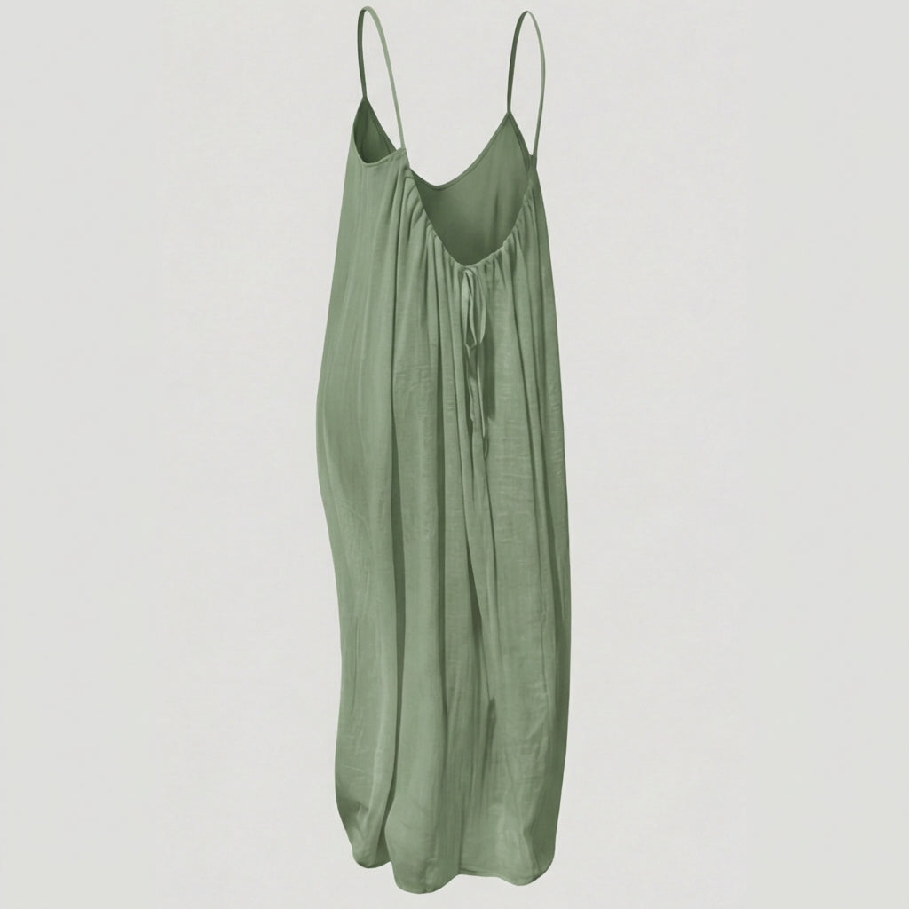 Orinthia | Women's Flowy Maxi Dress with Open Back - Cream - Image 10