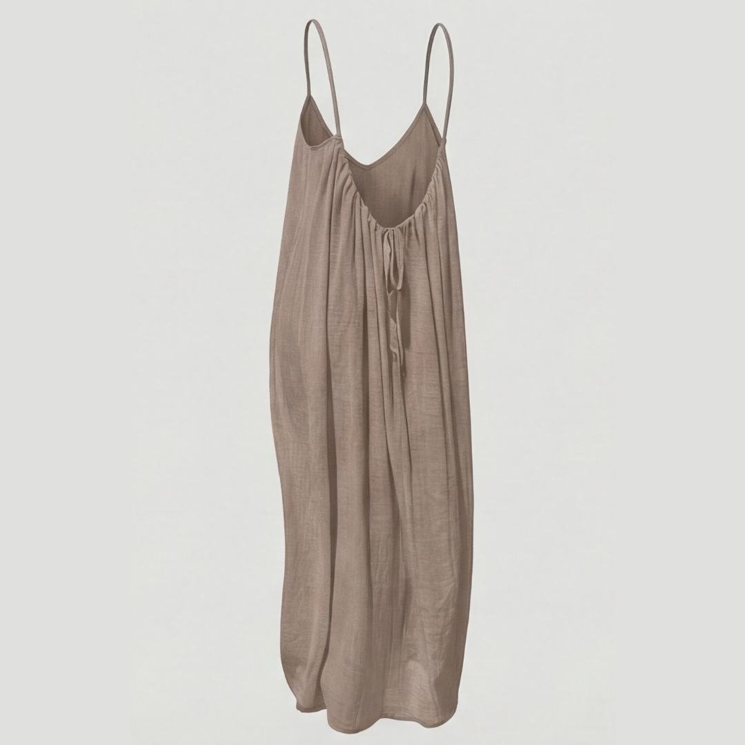 Orinthia | Women's Flowy Maxi Dress with Open Back - Cream - Image 11