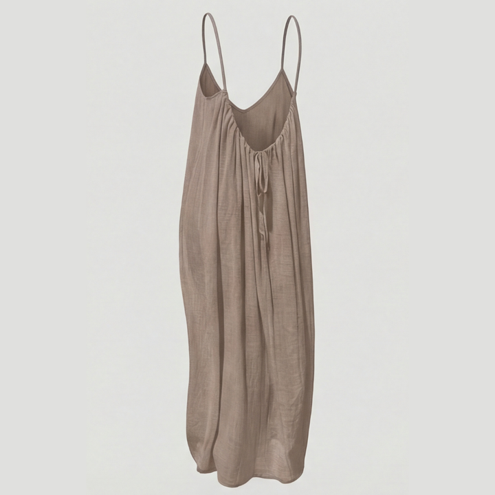 Orinthia | Women's Flowy Maxi Dress with Open Back - Cream - Image 11