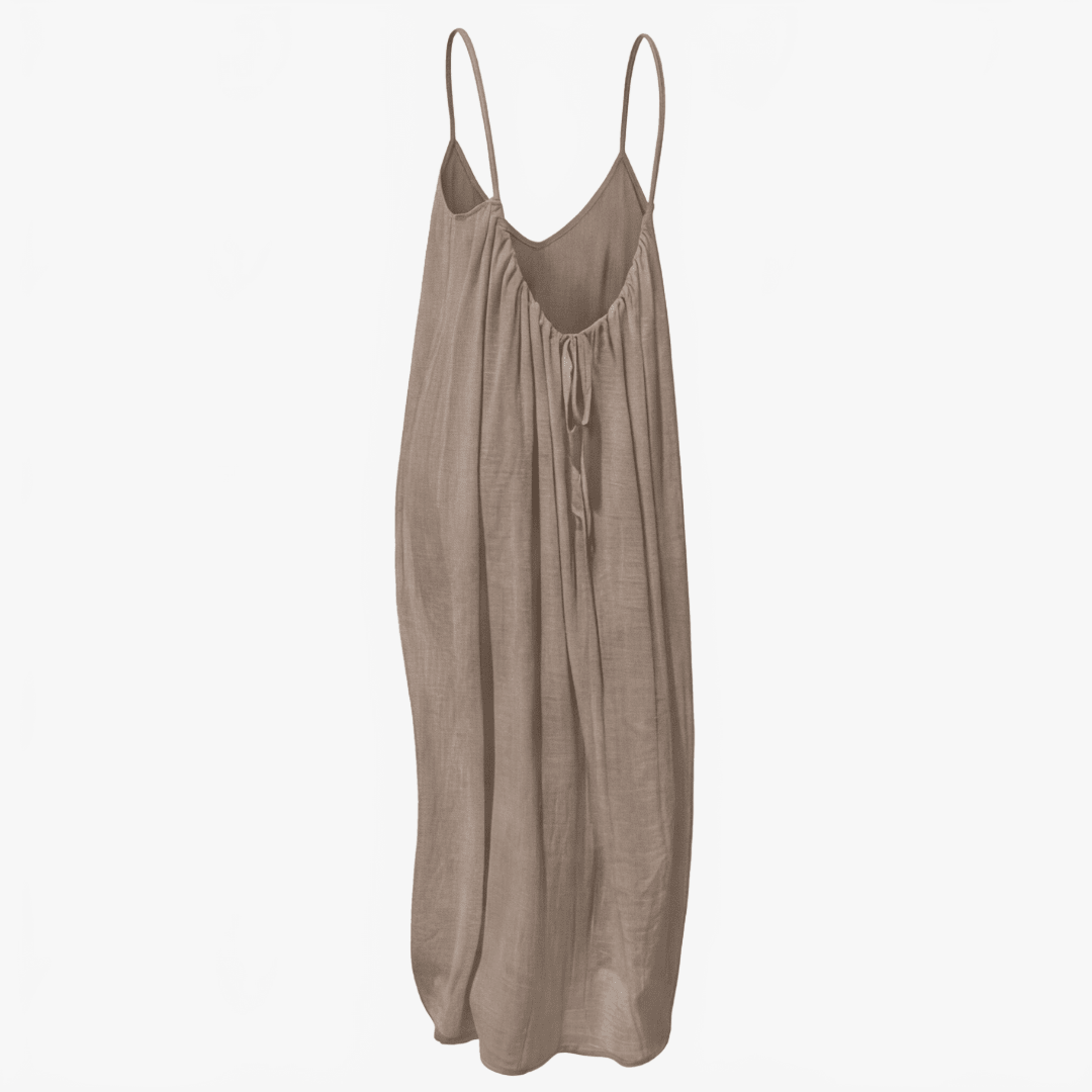 Orinthia | Women's Flowy Maxi Dress with Open Back - Cream - Image 8