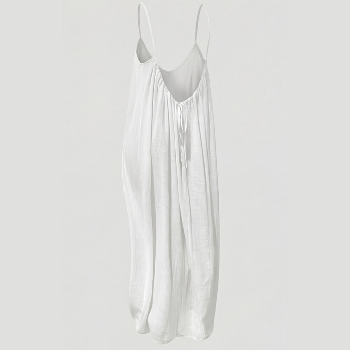 Orinthia | Women's Flowy Maxi Dress with Open Back - Cream - Image 9
