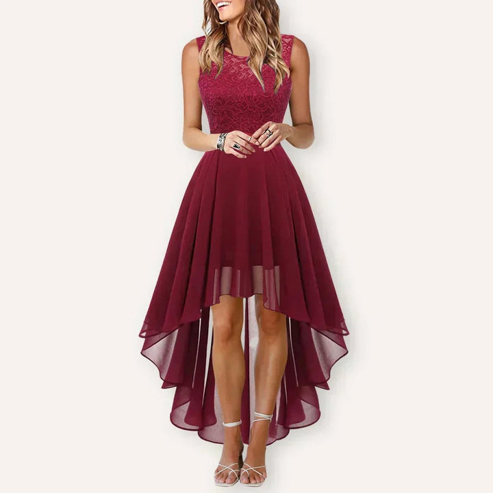 Orvana | Women's Wedding Guest Dress High Low - Burgundy - Image 3