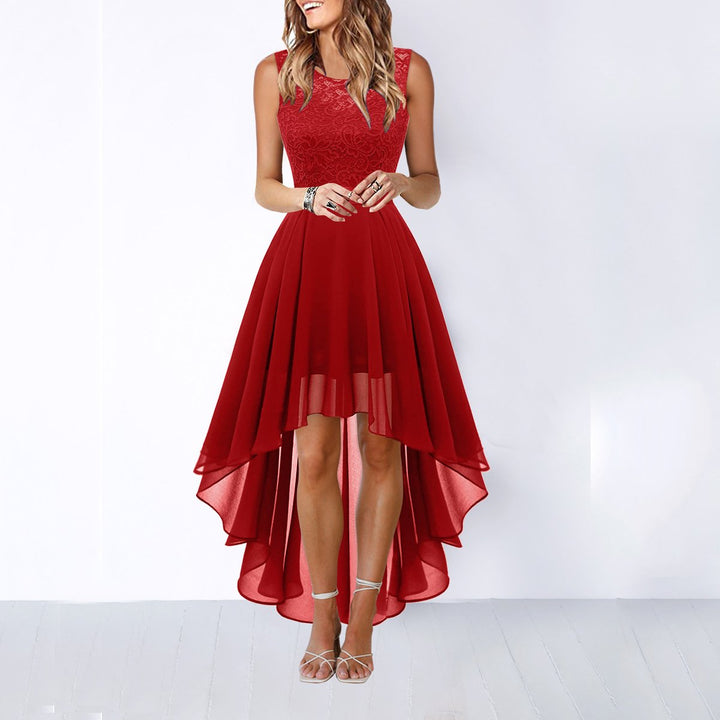 Orvana | Women's Wedding Guest Dress High Low - Burgundy - Image 5