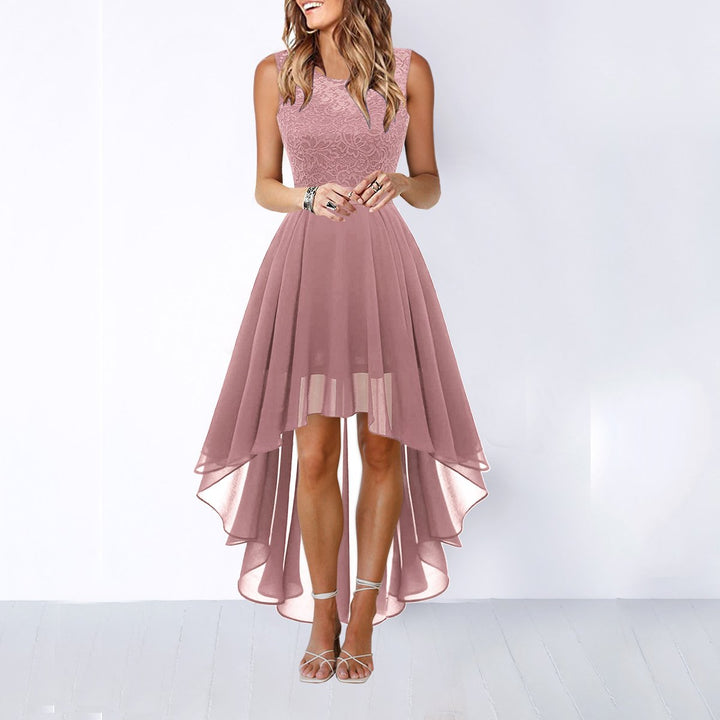 Orvana | Women's Wedding Guest Dress High Low - Burgundy - Image 6