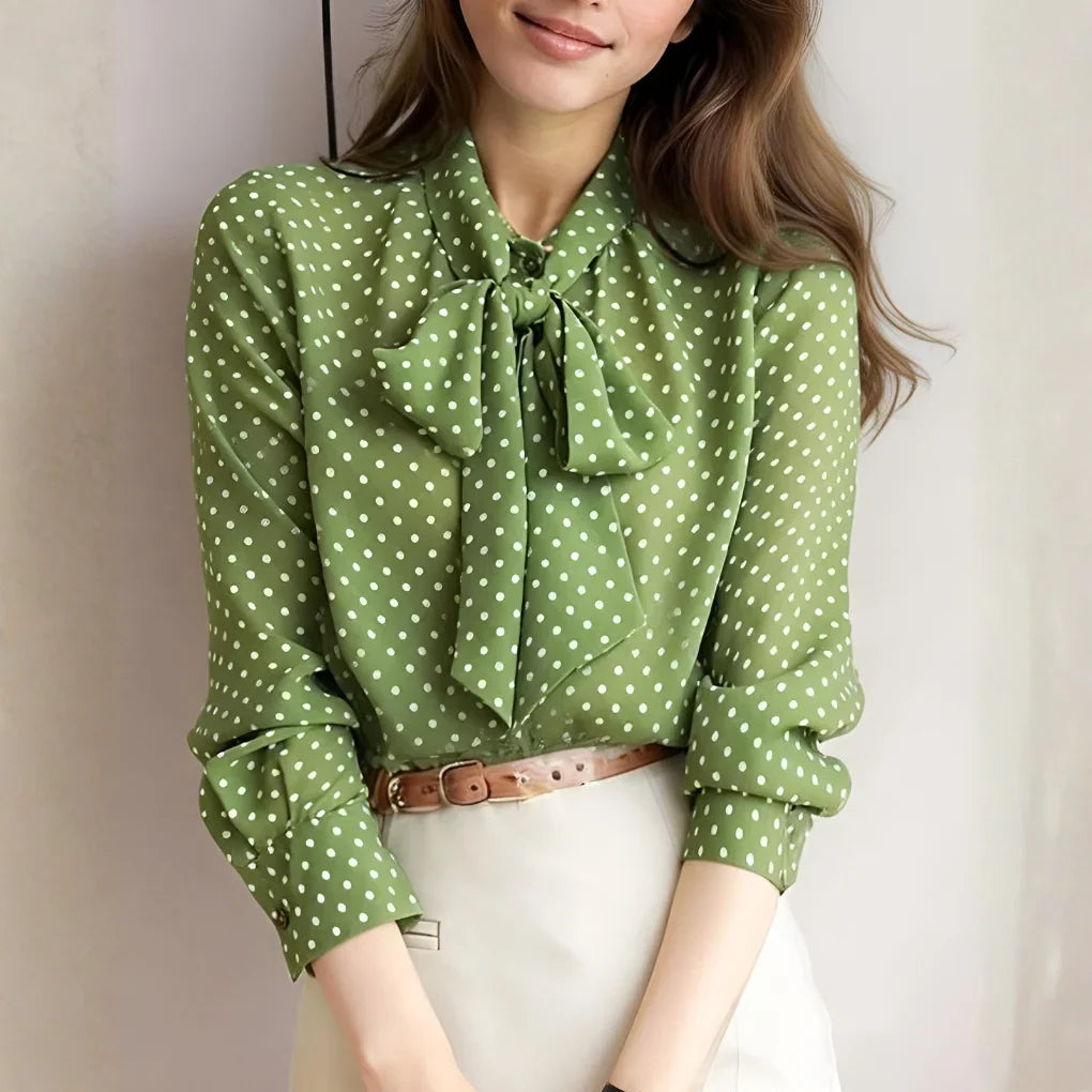 Orvella | Women's Tie-Neck Blouse Long Sleeve - Image 1