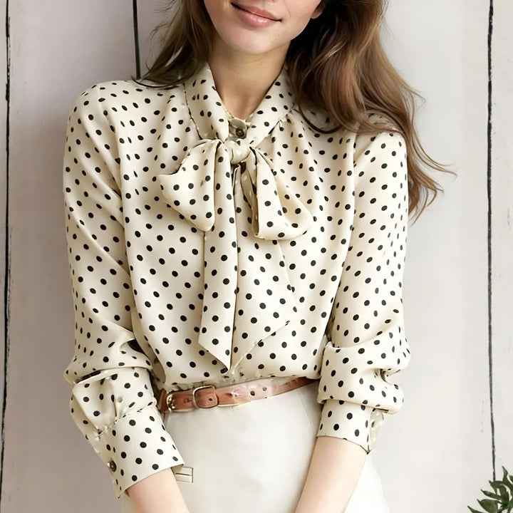 Orvella | Women's Tie-Neck Blouse Long Sleeve - Image 2