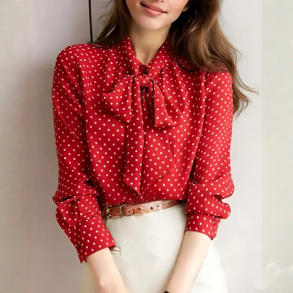 Orvella | Women's Tie-Neck Blouse Long Sleeve - Image 3