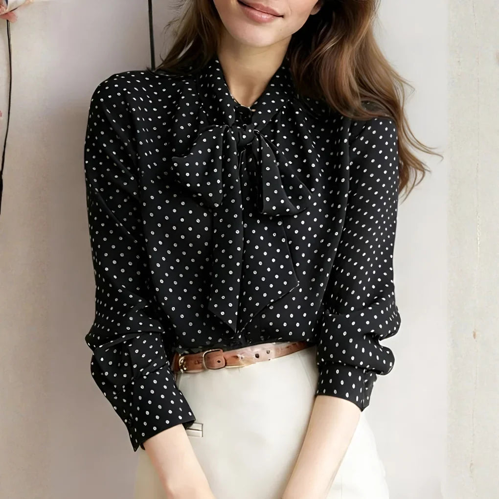 Orvella | Women's Tie-Neck Blouse Long Sleeve - Image 4