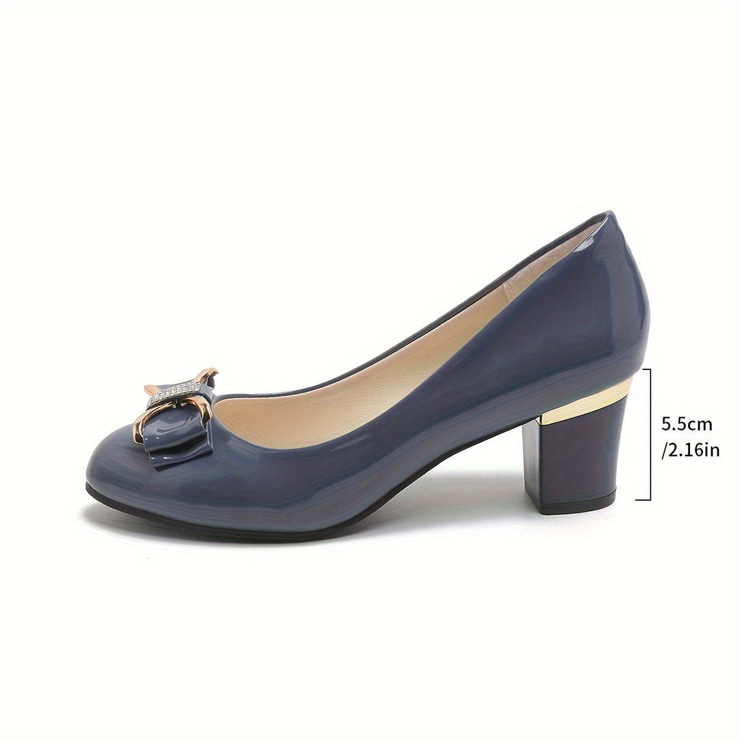 Orvelle | Women's Block Heel Bow Pumps - White - Image 21