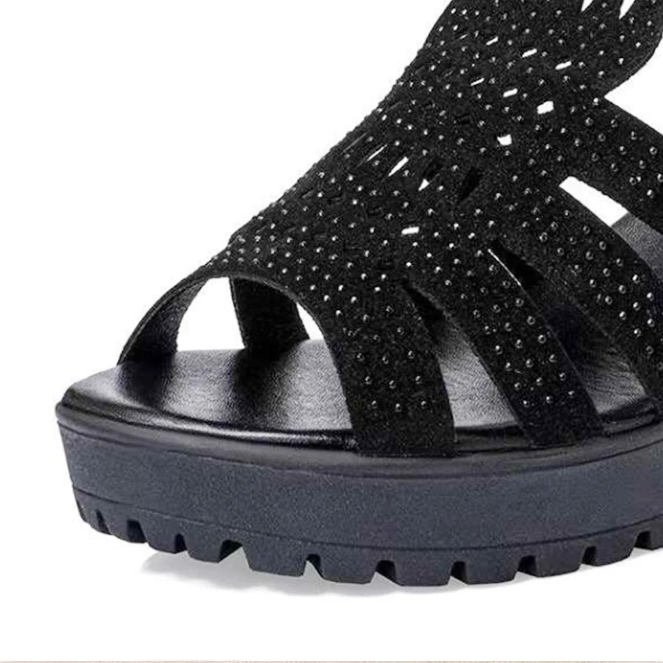 Orvelle | Women's Strappy Block Heel Sandals - Black - Image 3