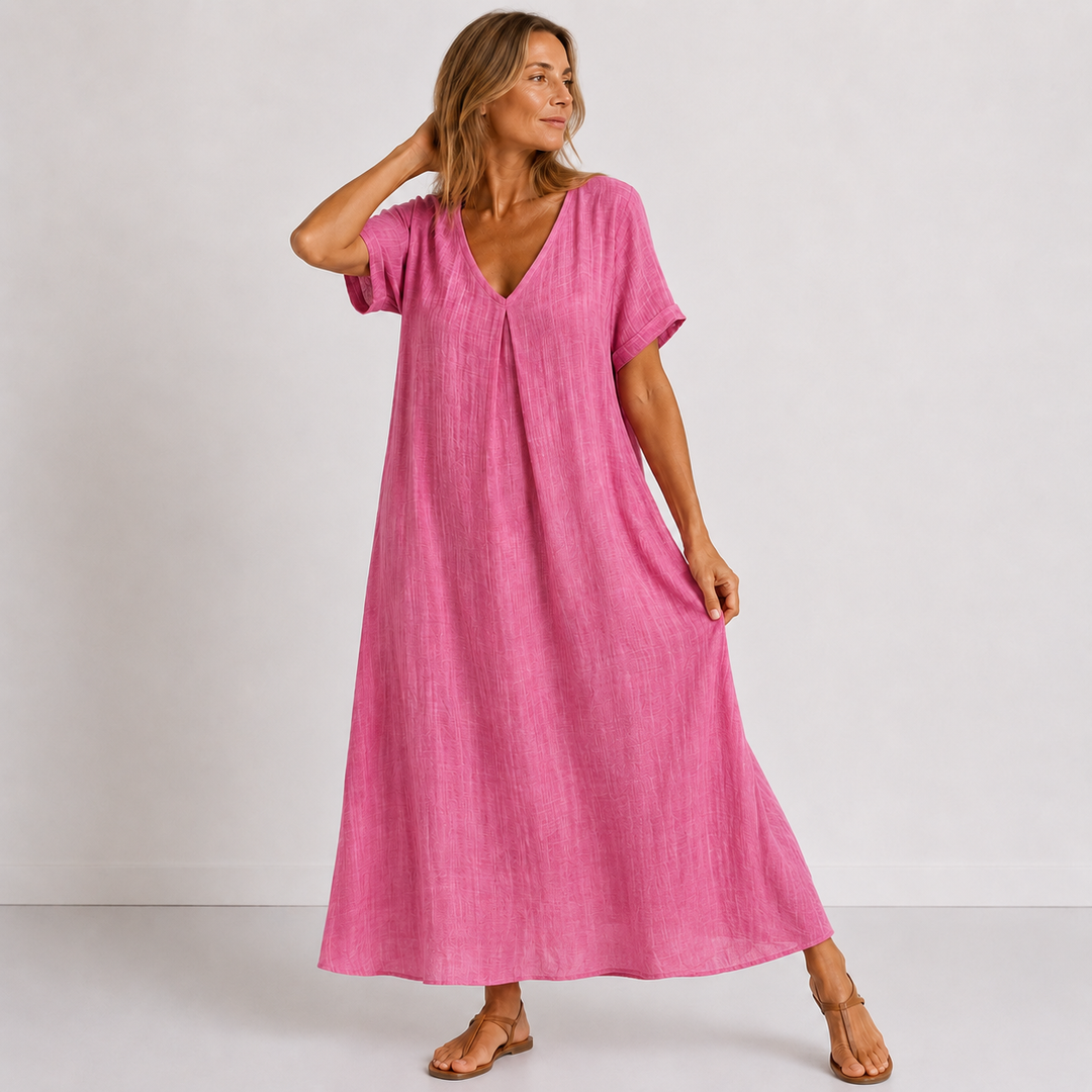 Orvelle | Women's Summer Maxi Dress V-Neck - Sage - Image 11