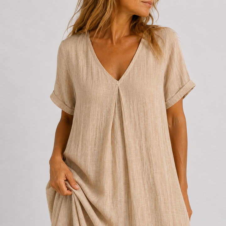 Orvelle | Women's Summer Maxi Dress V-Neck - Sage - Image 6