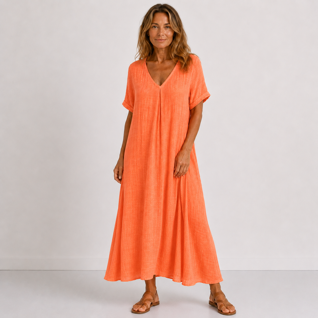 Orvelle | Women's Summer Maxi Dress V-Neck - Sage - Image 7
