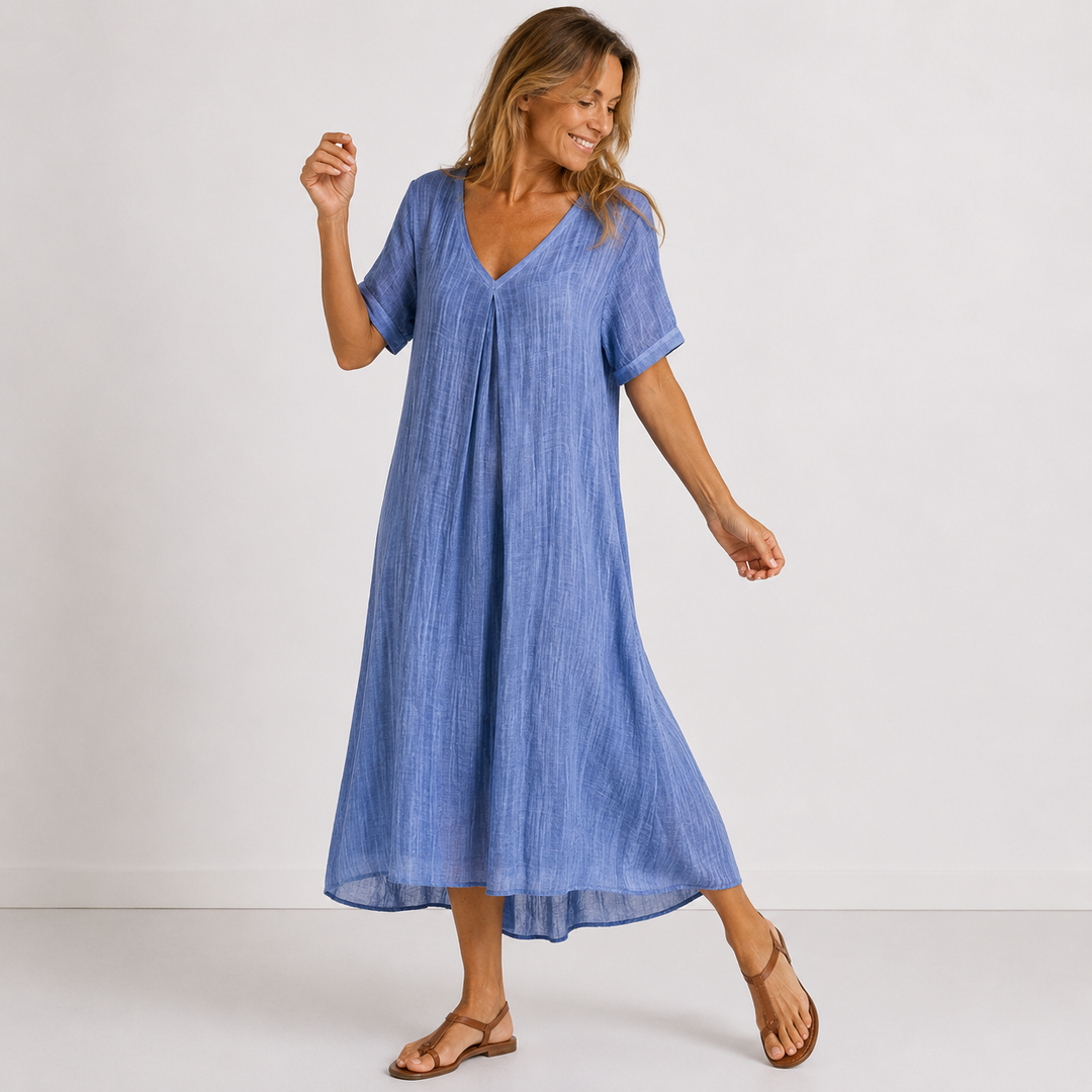 Orvelle | Women's Summer Maxi Dress V-Neck - Sage - Image 9