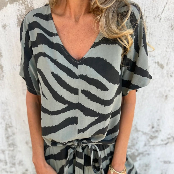 Orvelle | Women's Zebra Print Two Piece Set - Image 3