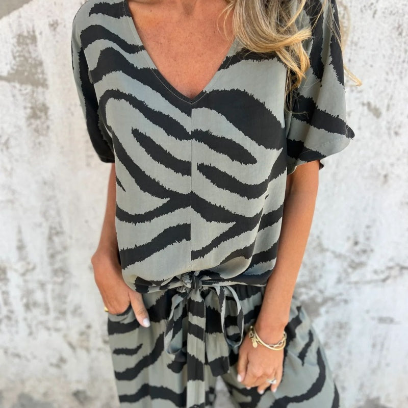 Orvelle | Women's Zebra Print Two Piece Set - Image 4