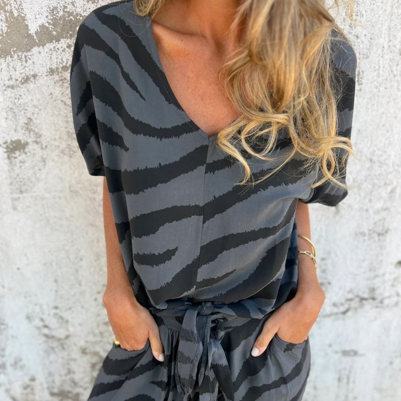 Orvelle | Women's Zebra Print Two Piece Set - Image 7