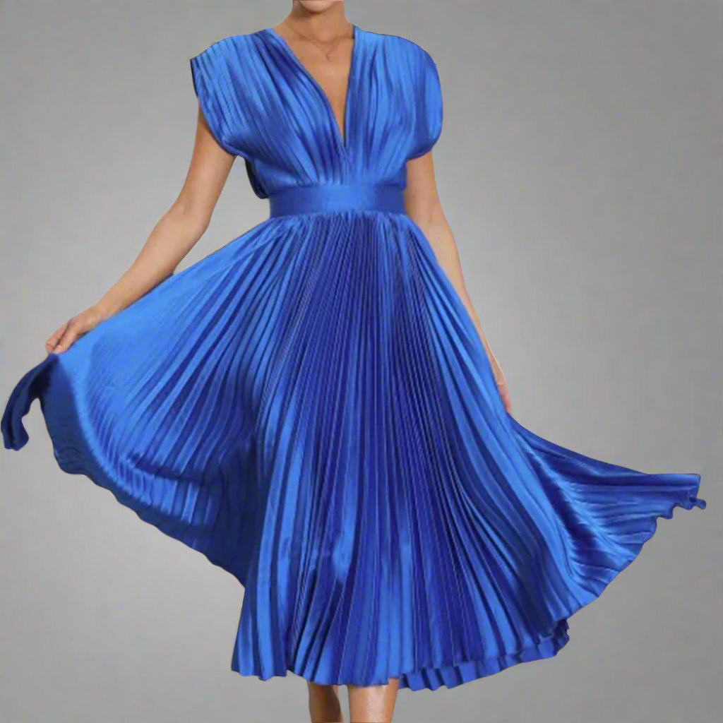 Orvinda | Women's Pleated Midi Dress V-Neck - Image 5