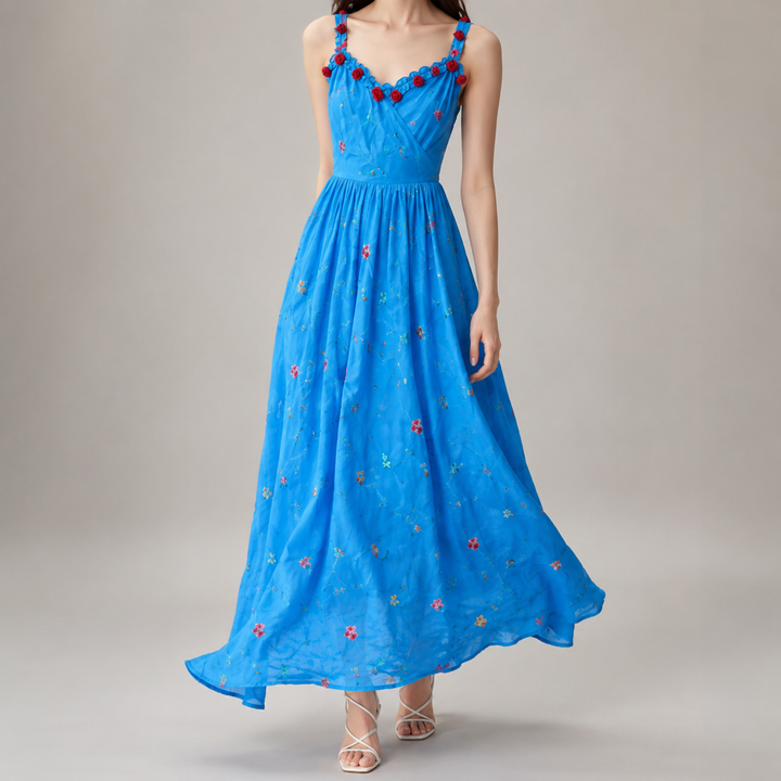 Orvinda | Women's Wedding Guest Floral Maxi Dress - Blue - Image 1