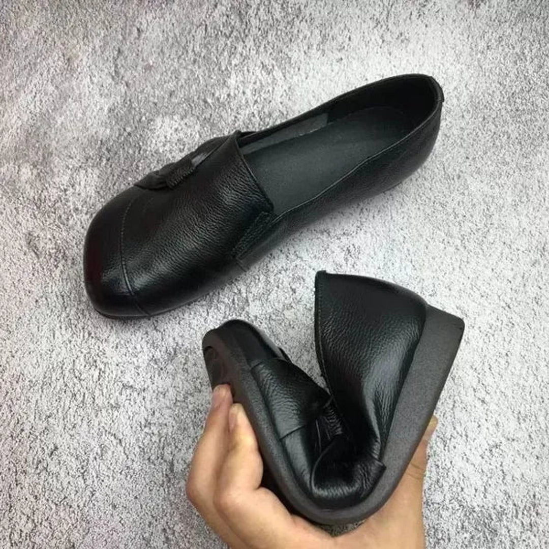 Orvindel | Women's Leather Slip-On Loafer Flats - Black - Image 2