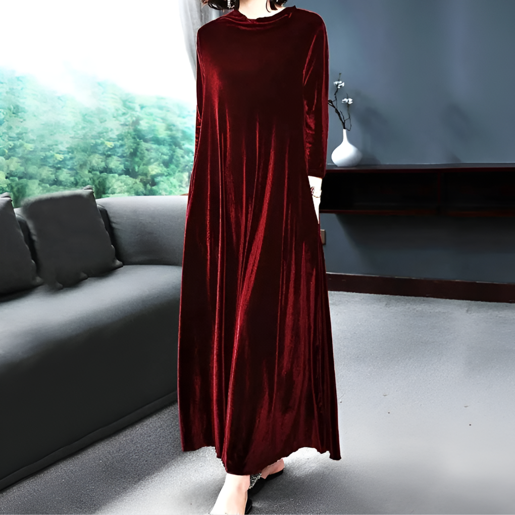 Orvindelle | Women's Velvet Maxi Dress Long Sleeve - Image 1