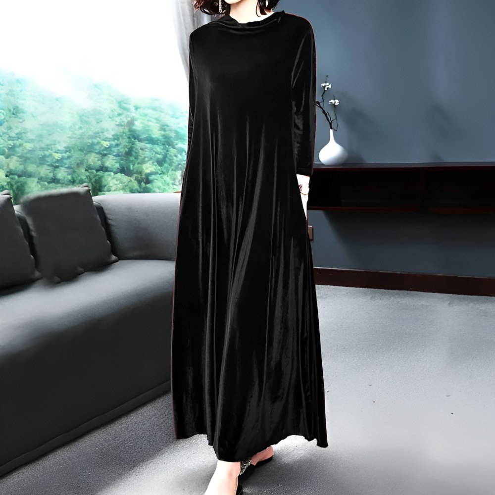 Orvindelle | Women's Velvet Maxi Dress Long Sleeve - Image 2